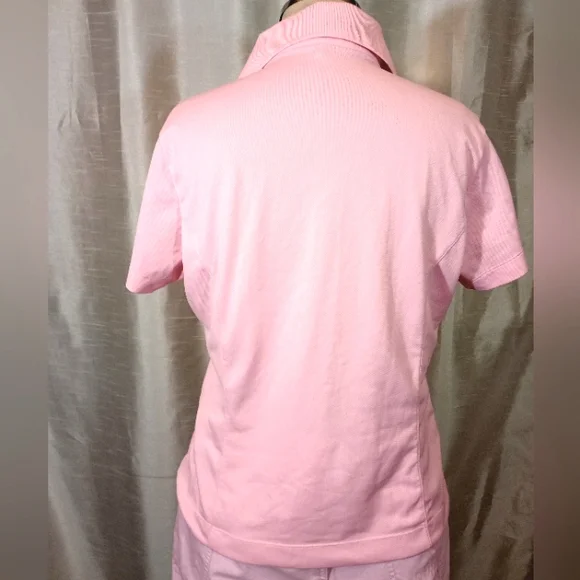Nike Golf Polo Shirt, Women, Pink, Collar,V1/4 Button, Stretch, Logo, M 8-10 - Picture 8 of 10